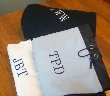 monogrammed fleece & laundry bags