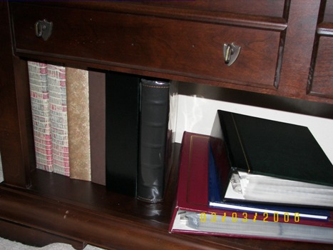 Some photo albums in the living room