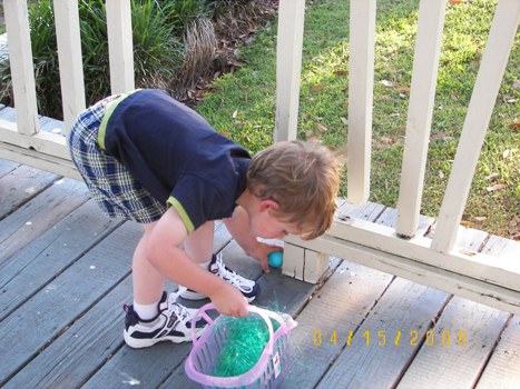 Ethan hunting Easter Eggs