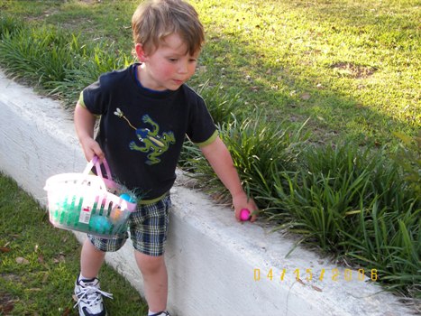 Ethan hunting Easter Eggs