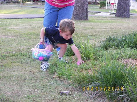 Ethan hunting Easter Eggs