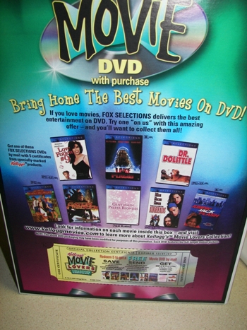 Kellogg's cereal box with free DVD promotion