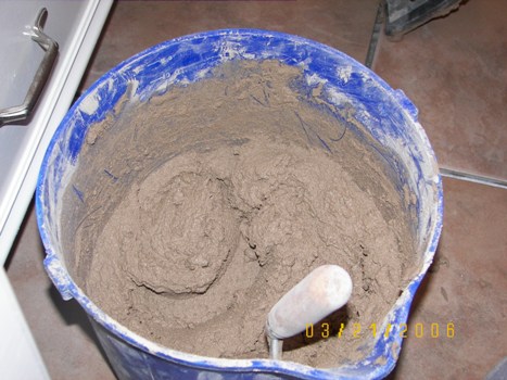 Grout in a bucket