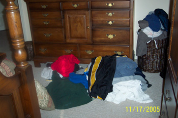 Flip Side - the piles of laundry