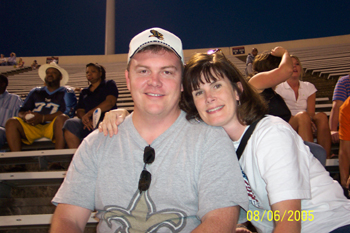 Tim & Stacy at the Saints Scrimmage