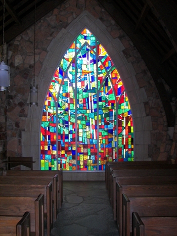 Ida Cason Callaway Memorial Chapel, back glass window